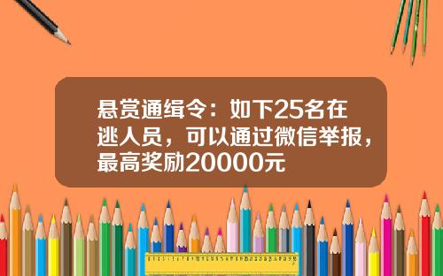 悬赏通缉令：如下25名在逃人员，可以通过微信举报，最高奖励20000元
