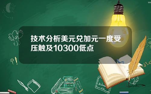 技术分析美元兑加元一度受压触及10300低点