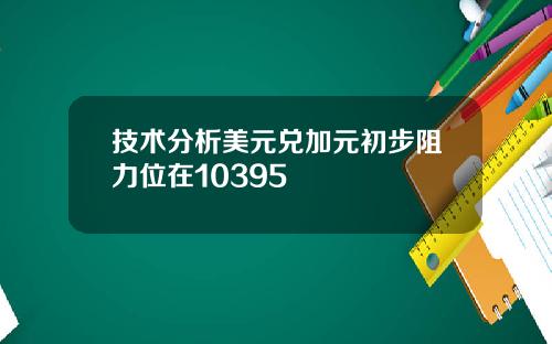 技术分析美元兑加元初步阻力位在10395