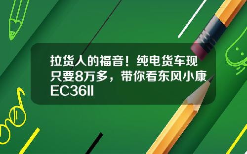 拉货人的福音！纯电货车现只要8万多，带你看东风小康EC36II