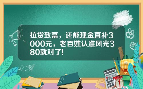 拉货致富，还能现金直补3000元，老百姓认准风光380就对了!
