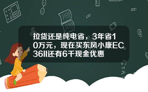 拉货还是纯电省，3年省10万元，现在买东风小康EC36II还有6千现金优惠