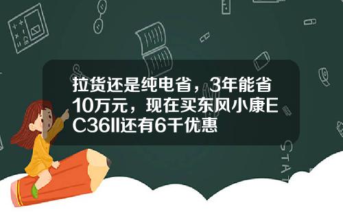 拉货还是纯电省，3年能省10万元，现在买东风小康EC36II还有6千优惠