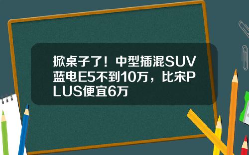 掀桌子了！中型插混SUV蓝电E5不到10万，比宋PLUS便宜6万