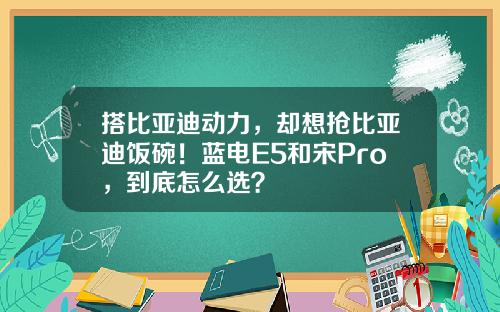 搭比亚迪动力，却想抢比亚迪饭碗！蓝电E5和宋Pro，到底怎么选？