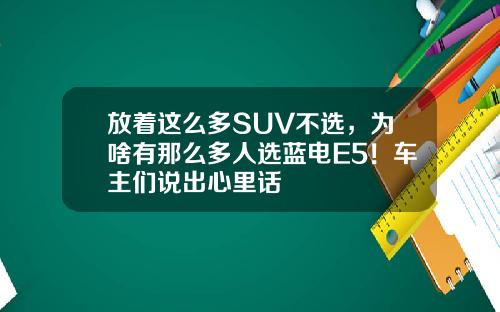放着这么多SUV不选，为啥有那么多人选蓝电E5！车主们说出心里话