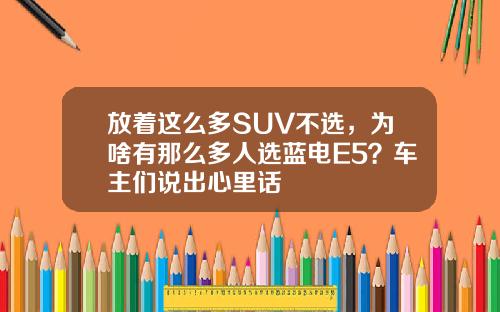 放着这么多SUV不选，为啥有那么多人选蓝电E5？车主们说出心里话