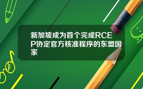 新加坡成为首个完成RCEP协定官方核准程序的东盟国家