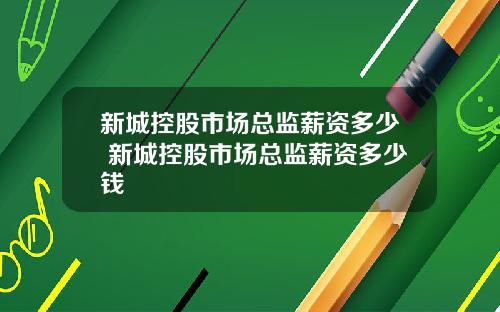 新城控股市场总监薪资多少 新城控股市场总监薪资多少钱