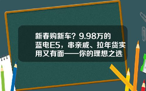 新春购新车？9.98万的蓝电E5，串亲戚、拉年货实用又有面——你的理想之选