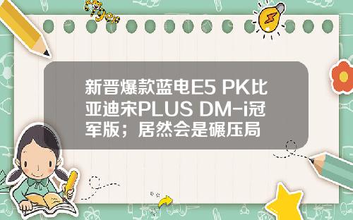 新晋爆款蓝电E5 PK比亚迪宋PLUS DM-i冠军版；居然会是碾压局