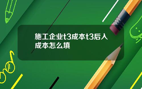 施工企业t3成本t3后入成本怎么填