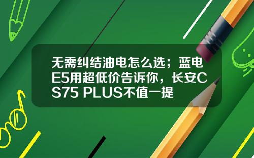 无需纠结油电怎么选；蓝电E5用超低价告诉你，长安CS75 PLUS不值一提