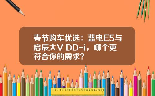春节购车优选：蓝电E5与启辰大V DD-i，哪个更符合你的需求？