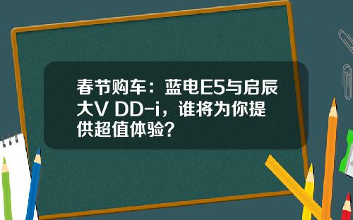 春节购车：蓝电E5与启辰大V DD-i，谁将为你提供超值体验？