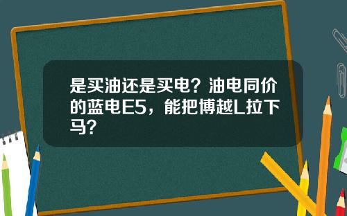 是买油还是买电？油电同价的蓝电E5，能把博越L拉下马？