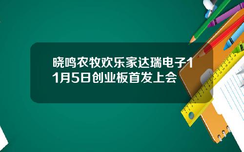 晓鸣农牧欢乐家达瑞电子11月5日创业板首发上会