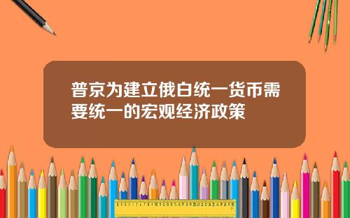 普京为建立俄白统一货币需要统一的宏观经济政策