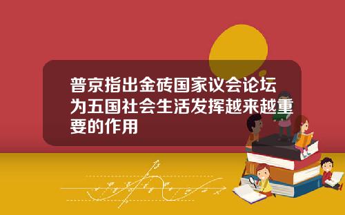 普京指出金砖国家议会论坛为五国社会生活发挥越来越重要的作用