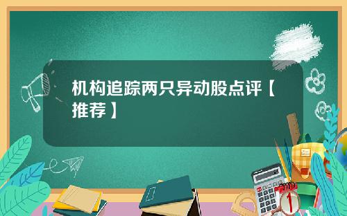 机构追踪两只异动股点评【推荐】