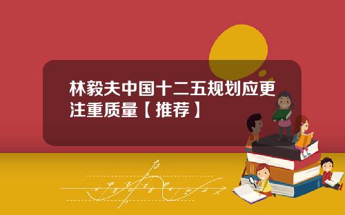 林毅夫中国十二五规划应更注重质量【推荐】