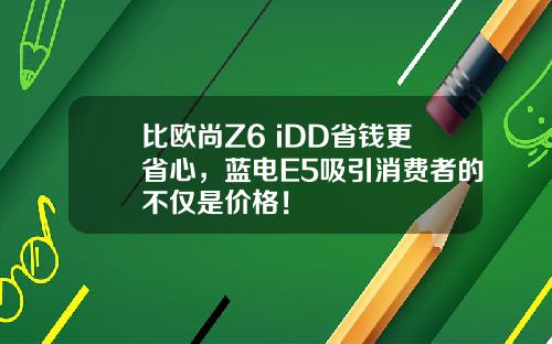 比欧尚Z6 iDD省钱更省心，蓝电E5吸引消费者的不仅是价格！