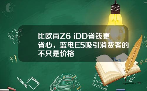 比欧尚Z6 iDD省钱更省心，蓝电E5吸引消费者的不只是价格