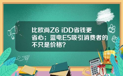 比欧尚Z6 iDD省钱更省心；蓝电E5吸引消费者的不只是价格？
