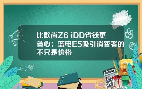 比欧尚Z6 iDD省钱更省心；蓝电E5吸引消费者的不只是价格