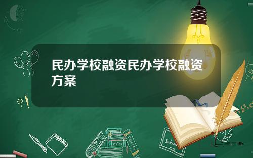 民办学校融资民办学校融资方案