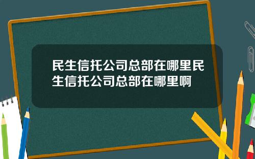 民生信托公司总部在哪里民生信托公司总部在哪里啊