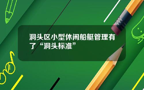 洞头区小型休闲船艇管理有了“洞头标准”