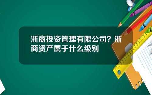 浙商投资管理有限公司？浙商资产属于什么级别