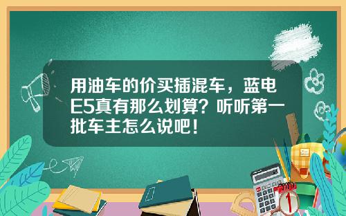 用油车的价买插混车，蓝电E5真有那么划算？听听第一批车主怎么说吧！