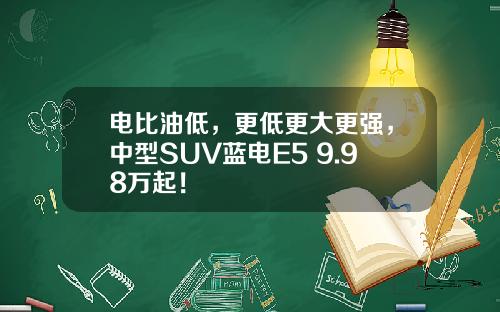电比油低，更低更大更强，中型SUV蓝电E5 9.98万起！