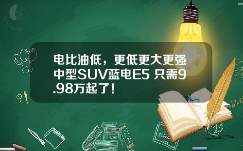 电比油低，更低更大更强 中型SUV蓝电E5 只需9.98万起了！