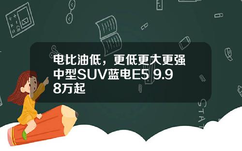 电比油低，更低更大更强 中型SUV蓝电E5 9.98万起