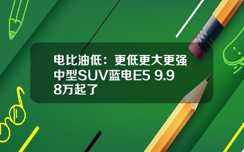 电比油低：更低更大更强 中型SUV蓝电E5 9.98万起了