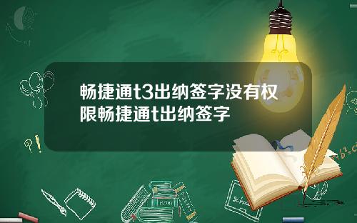 畅捷通t3出纳签字没有权限畅捷通t出纳签字