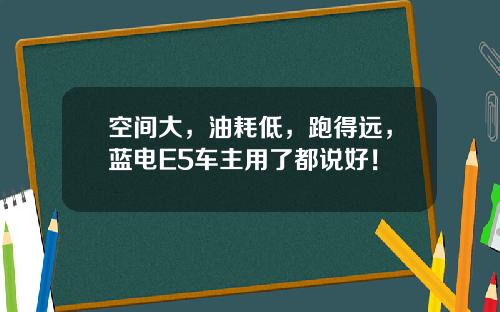 空间大，油耗低，跑得远，蓝电E5车主用了都说好！