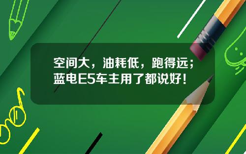 空间大，油耗低，跑得远；蓝电E5车主用了都说好！