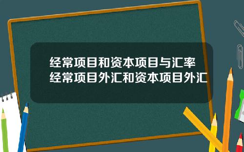 经常项目和资本项目与汇率经常项目外汇和资本项目外汇
