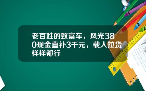 老百姓的致富车，风光380现金直补3千元，载人拉货样样都行