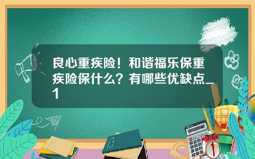 良心重疾险！和谐福乐保重疾险保什么？有哪些优缺点_1