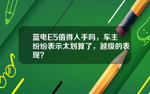 蓝电E5值得入手吗，车主纷纷表示太划算了，越级的表现？