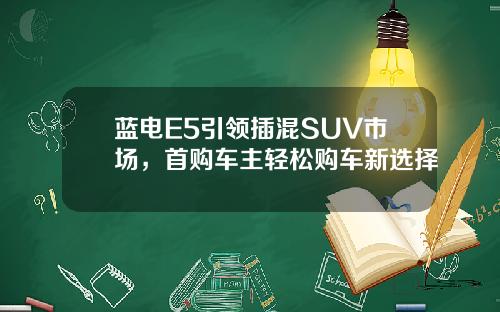蓝电E5引领插混SUV市场，首购车主轻松购车新选择