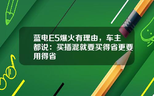 蓝电E5爆火有理由，车主都说：买插混就要买得省更要用得省
