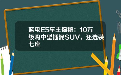 蓝电E5车主揭秘：10万级购中型插混SUV，还选装七座