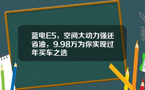 蓝电E5，空间大动力强还省油，9.98万为你实现过年买车之选