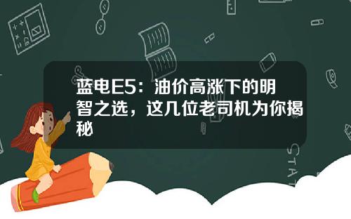 蓝电E5：油价高涨下的明智之选，这几位老司机为你揭秘